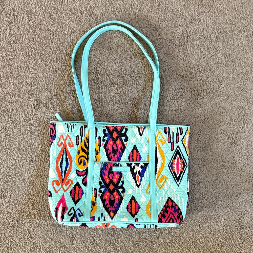 Vera Bradley Quilted Turquoise Multi-Color Pattern Tote Bag